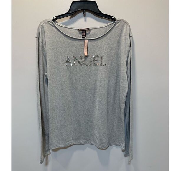 NWT women’s gray Victoria’s Secret long sleeve T-shirt w/angel logo sz L - Picture 6 of 14